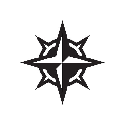 玫瑰风-黑色图标上的白色背景矢量插图为网站，移动应用程序，演示，信息图表。指南针概念的迹象。冒险旅游