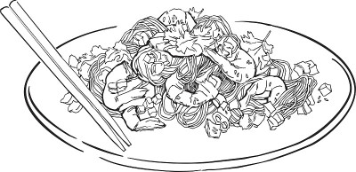 矢量素描的意大利面盘子。孤立在白色的。
