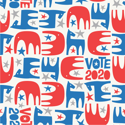 驴象无缝的政治模式。美国2020年大选矢量图