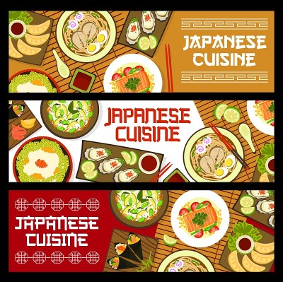 日本料理料理横幅，菜肴，餐点菜单