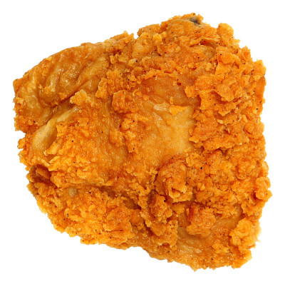 顶视图脆炸鸡腿孤立在白色