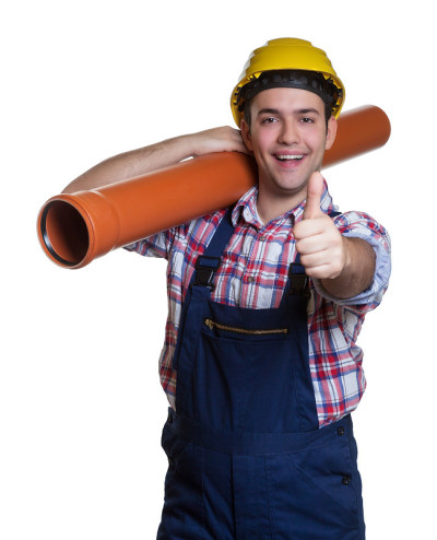 西班牙建筑工人的水管露出拇指