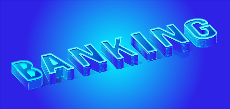 三维字母霓虹横幅等距银行字。