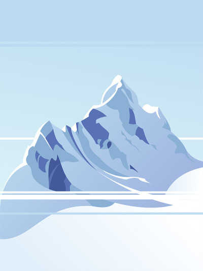 蓝天映衬着雪山