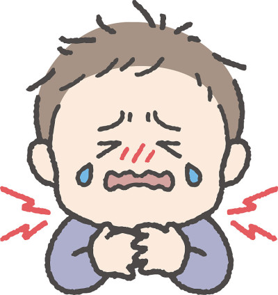一个喉咙/脖子痛的男孩的插图