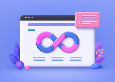 Devops概念，web开发。互联网应用开发，在线网站服务。DevOps登陆页面，编程和工程服务网页
