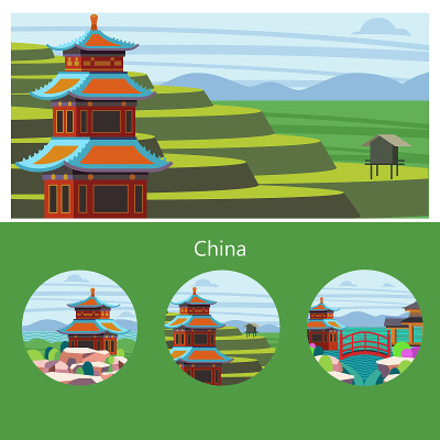 中国矢量插图。