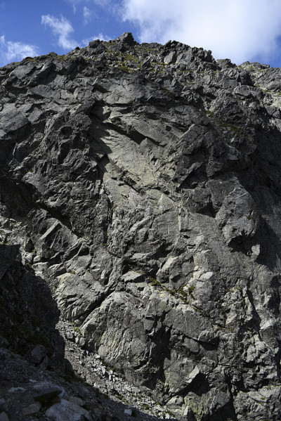 塔特拉山脉和山峰的巨大花岗岩墙