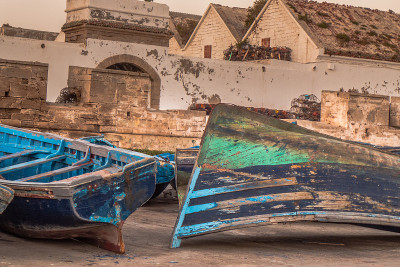 Fishermen boats in the harbor after a long day in 