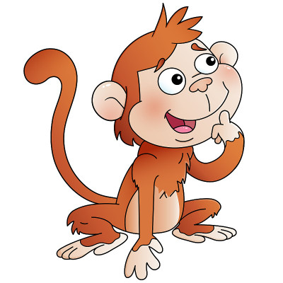 卡通有趣的猴子。动物。五颜六色的矢量插图的孩子。