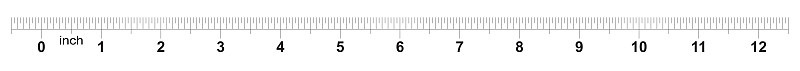 Ruler 12 inches. Metric inch size indicator. The d