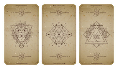 Vector set of three vintage backgrounds with geome