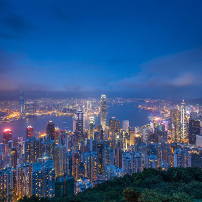 香港的天际线。从太平山顶俯瞰。