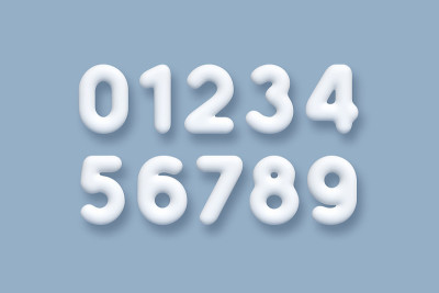 白色3d数字向量集。