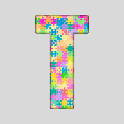 矢量拼图五彩缤纷的字母- T。