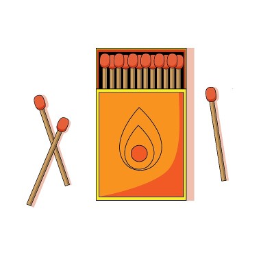 安全火柴和火柴盒矢量插图
