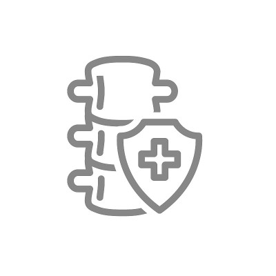 受保护的脊髓图标。脊柱治疗，脊柱急救标志