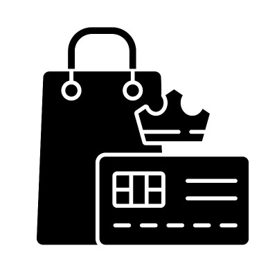 Vip membership black glyph icon