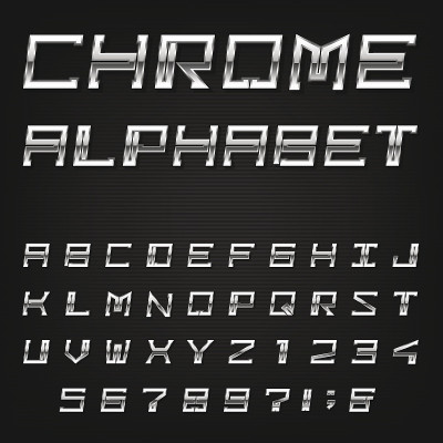 Chrome字母矢量字体。