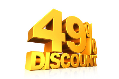 3D渲染黄金文本49%的折扣。