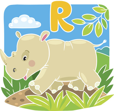 小犀牛。字母R