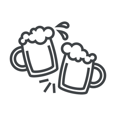 线图标碰杯与啤酒