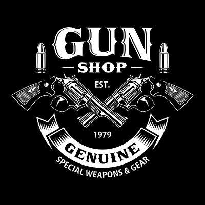 枪店标志与交叉枪黑色