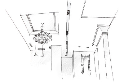 家居天花灯具设计的建筑徒手画