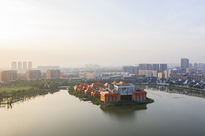 中国东莞华阳湖湿地公园航拍照片