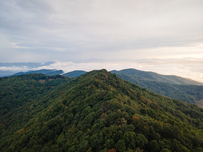北卡罗莱纳州西部蓝岭山脉的鸟瞰图