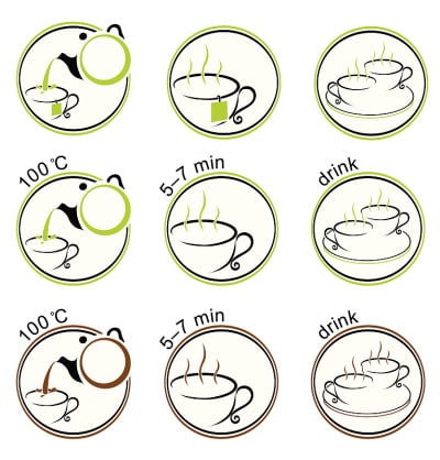 茶或咖啡制作图标收藏