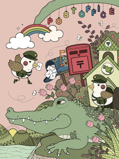 可爱的鳄鱼成人着色页