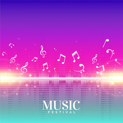 时尚的音乐背景与飞行的音符