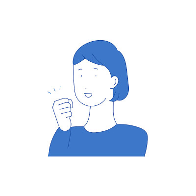 一个年轻女子微笑着握着拳头的插图