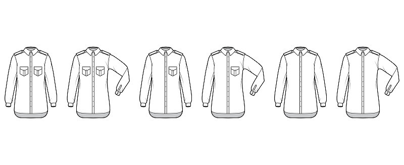 Set of Shirt epaulette technical fashion illustrat