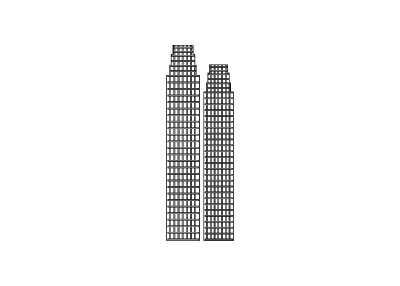 黑白现代城市中两座建筑的矢量图