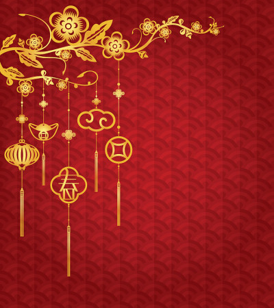 中国新年背景用金色装饰