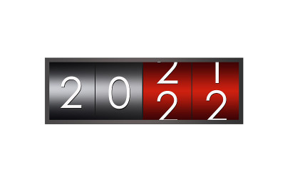 2021年2022年倒计时隔离在白色背景。新年快乐，圣诞快乐
