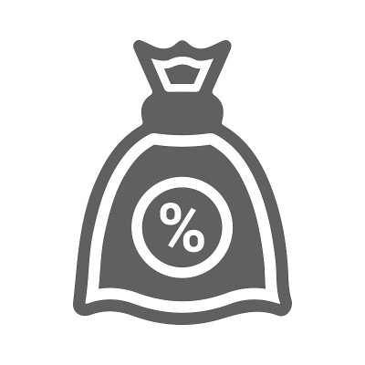债务，贷款，利率图标。灰色的矢量图形。
