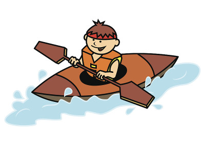 kayak和男孩