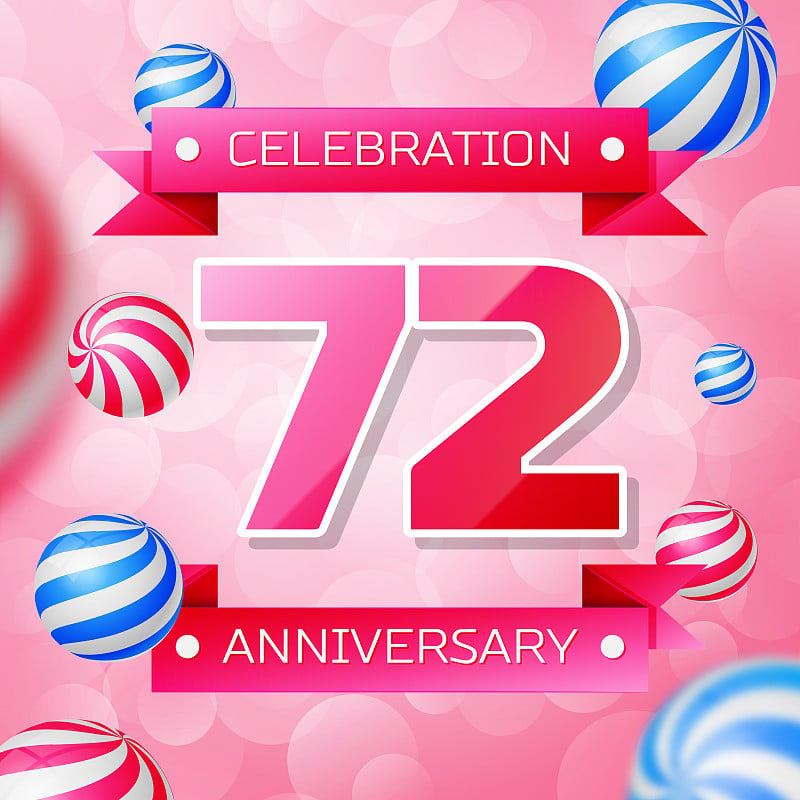 Realistic Seventy two 72 Years Anniversary Celebra