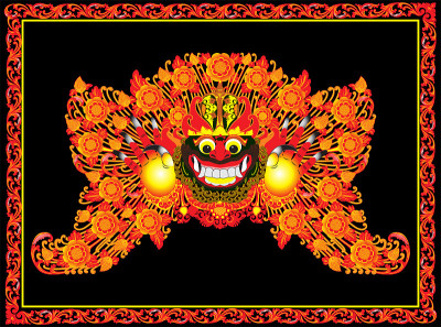 Ethnic Balinese Floral Carving Decoration And Moti
