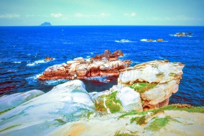 台湾海岸独特的岩层，野柳地质公园
