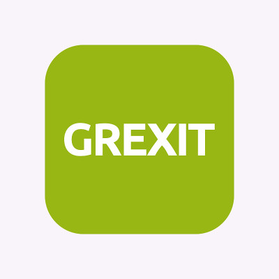 带有文本GREXIT的隔离按钮