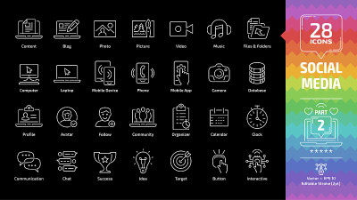 Social media network editable stroke outline icon 