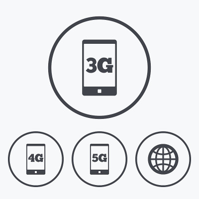 移动电信图标。3G, 4G和5G。