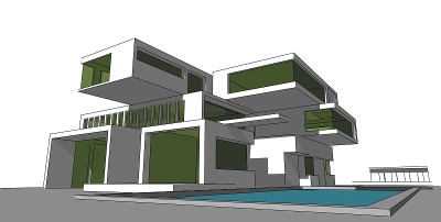 3D插图建筑建筑。