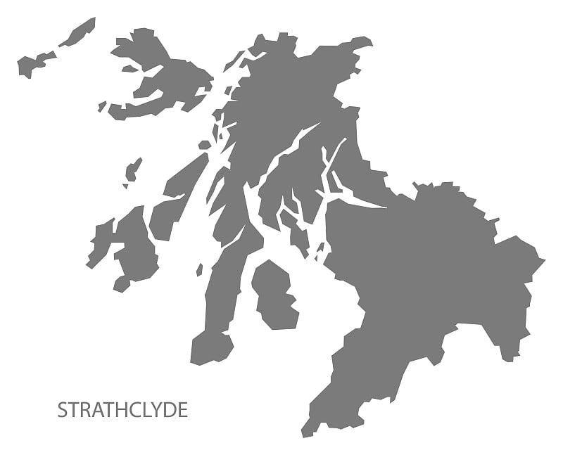斯特拉斯克莱德苏格兰灰色地图