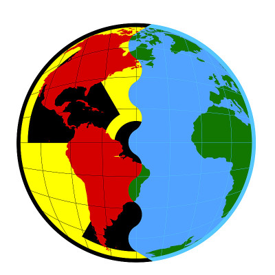 round concept logo, a test of nuclear weapons on t