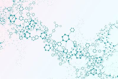 科学网络格局，连接线与点。技术六边形结构或分子连接元件。